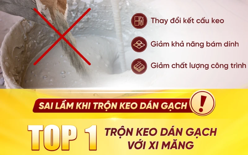 Trộn đều keo dán gạch trước khi thi công