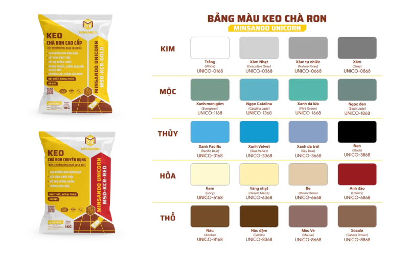 Bảng màu keo chà ron 2025 - Màu sắc đa dạng theo bản mệnh 1 tổng hợp bảng màu keo chà ron