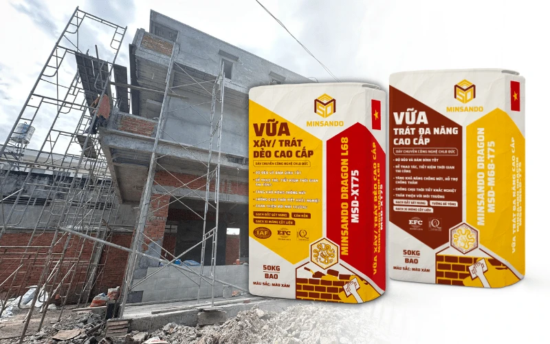 Vữa trộn sẵn đóng bao chuyên dụng MINSANDO Noi that gach 60x60cm 1