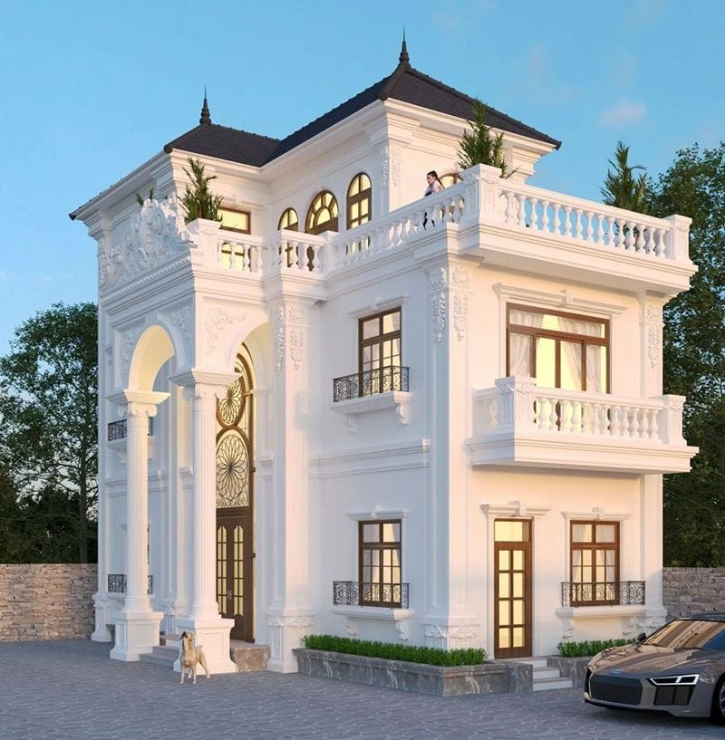 Biệt thự 3 tầng ứng dụng mái Thái trong kiến trúc