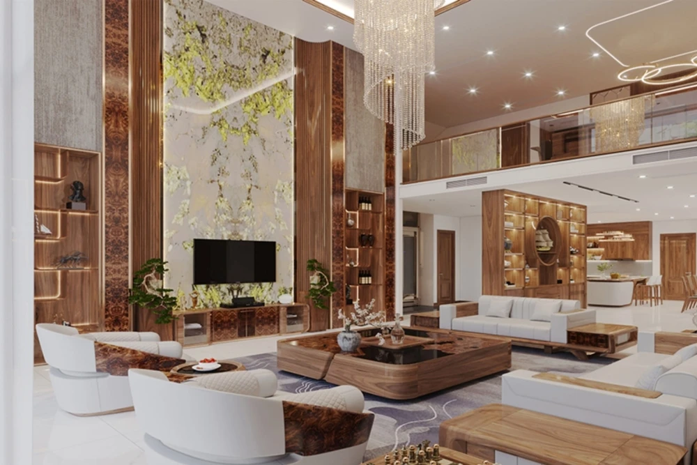 20+ mẫu biệt thự thông tầng đẹp, xa hoa, cao cấp 18 Nội thất biệt thự được trang hoàng bằng gỗ tự nhiên