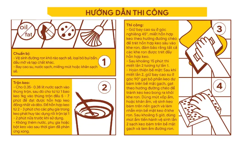 Hướng dẫn cách sử dụng keo chà ron phát huy hiệu quả 