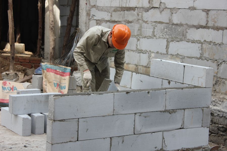 chưa có thợ đáp ứng kỹ thuật  xây gạch không nung