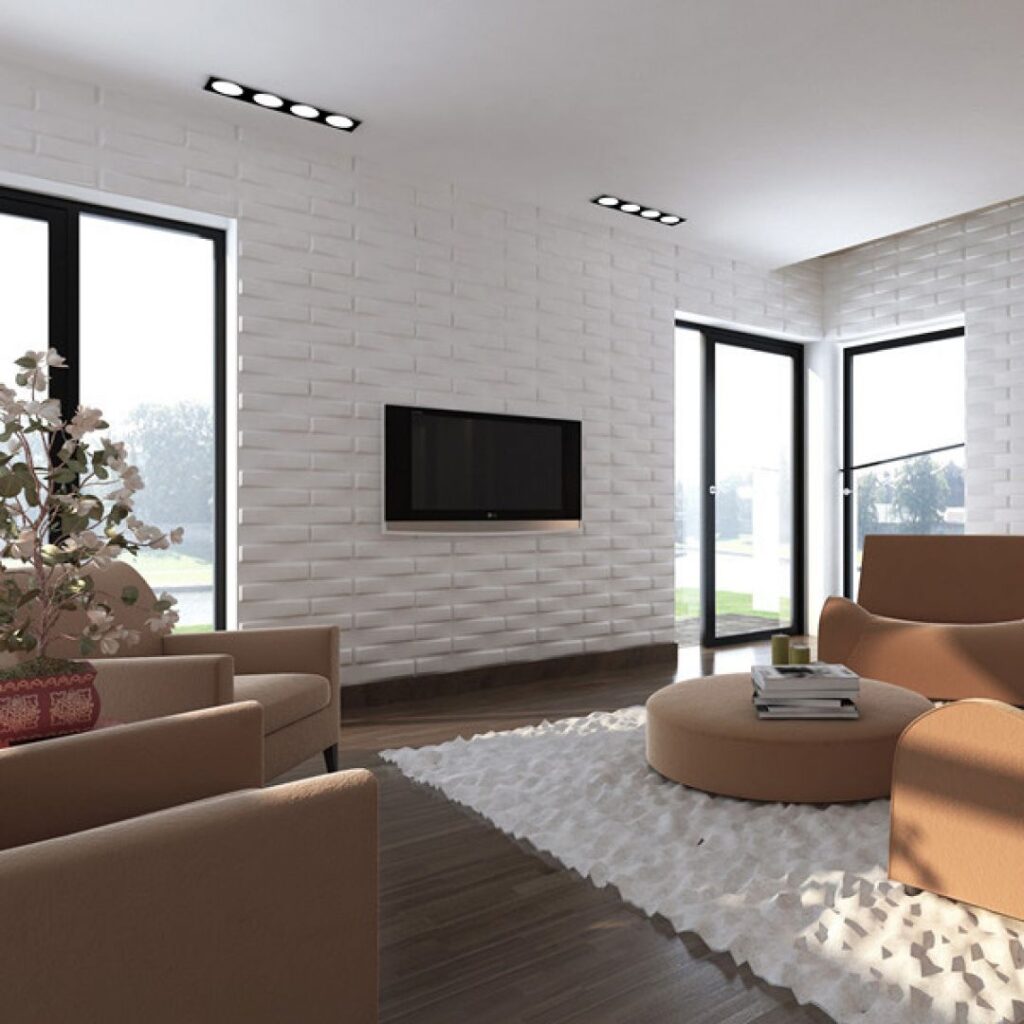 Gợi ý 30+ mẫu gạch 3D trang trí đẹp, thu hút, không lỗi thời 7 gạch 3d phòng khách