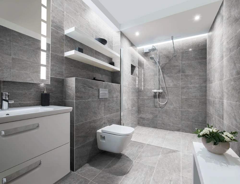 Top 12 mẫu gạch ốp lát nhà tắm đẹp hiếm gặp 2026 - Ốp gạch nhà tắm không lỗi thời 2 gach gia da ong xam 2