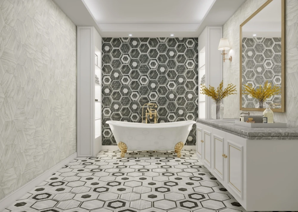 Top 12 mẫu gạch ốp lát nhà tắm đẹp hiếm gặp 2026 - Ốp gạch nhà tắm không lỗi thời 5 gach hoa tiet ve tay mau dat nung scaled 1