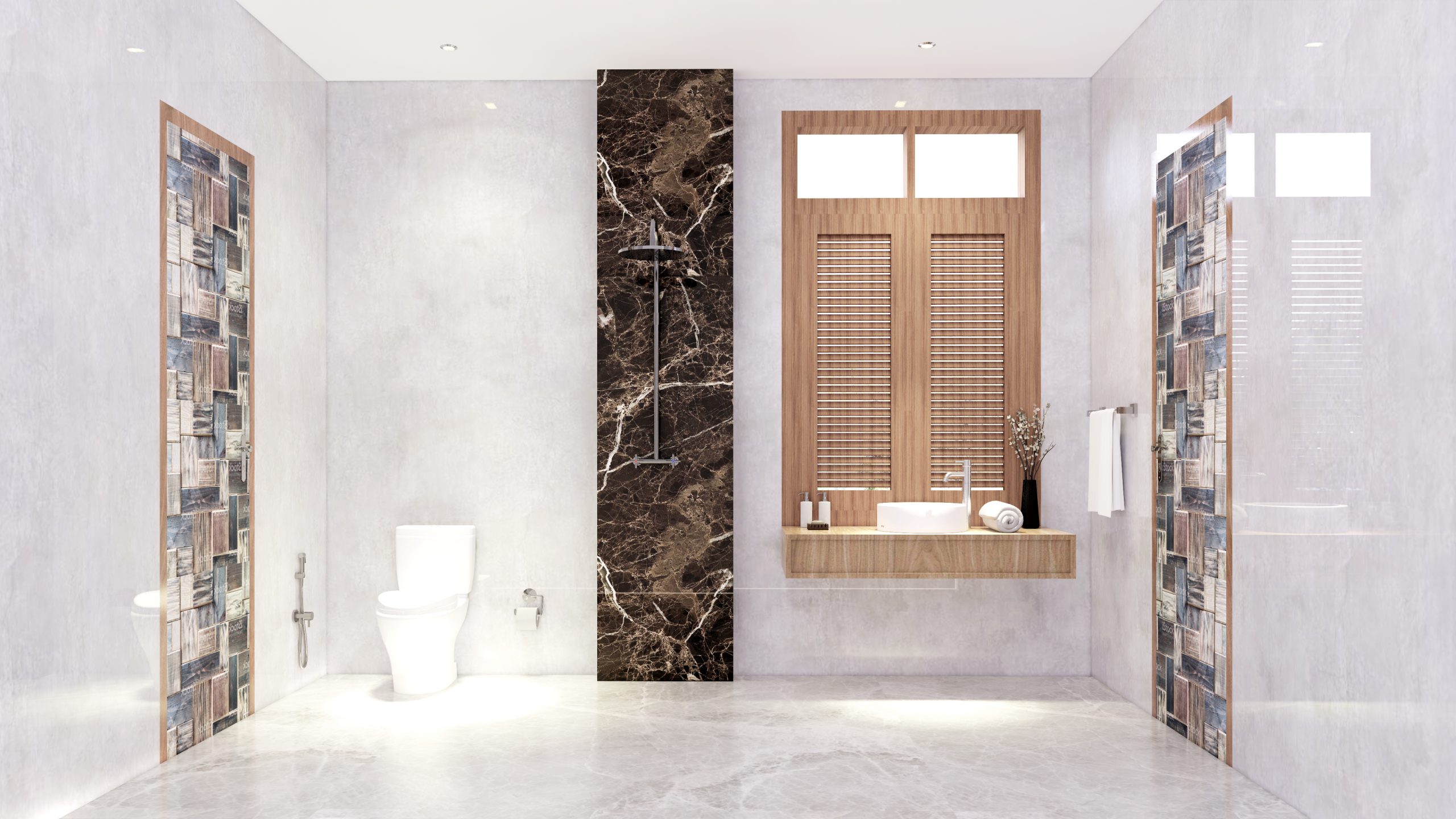 Top 12 mẫu gạch ốp lát nhà tắm đẹp hiếm gặp 2025 - Ốp gạch nhà tắm không lỗi thời 5 gạch khổ vân lớn marble trắng ngà