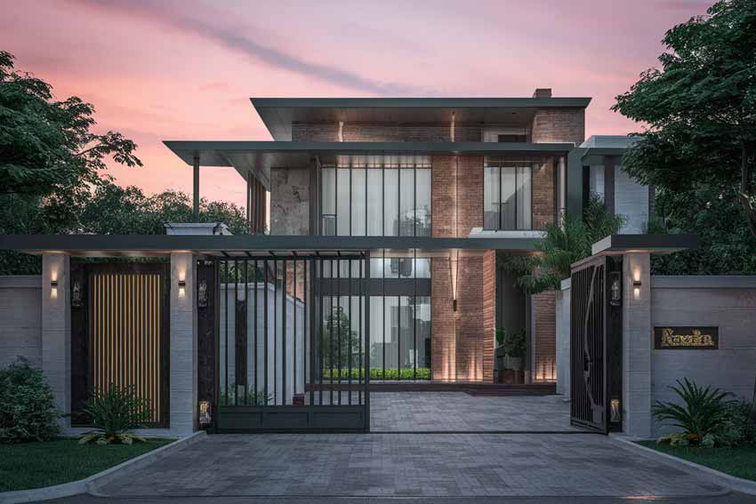 20+ mẫu gạch ốp cổng, ốp trụ cổng đẹp, bền xu hướng 2025 3 Gạch ốp cổng giả đá