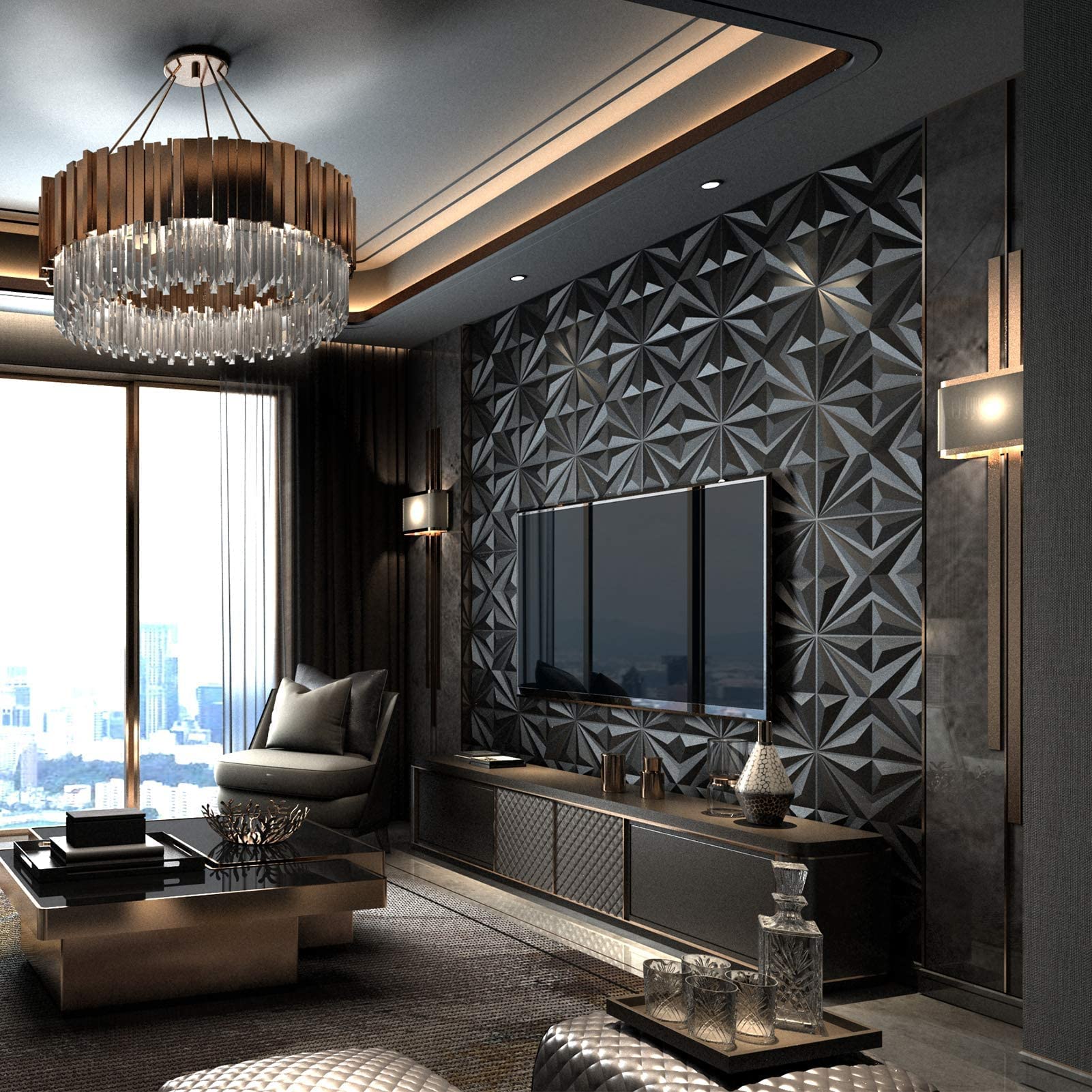 Top 15+ mẫu gạch ốp lát phòng khách đẹp, xu hướng 12 Gạch 3D họa tiết kim cương