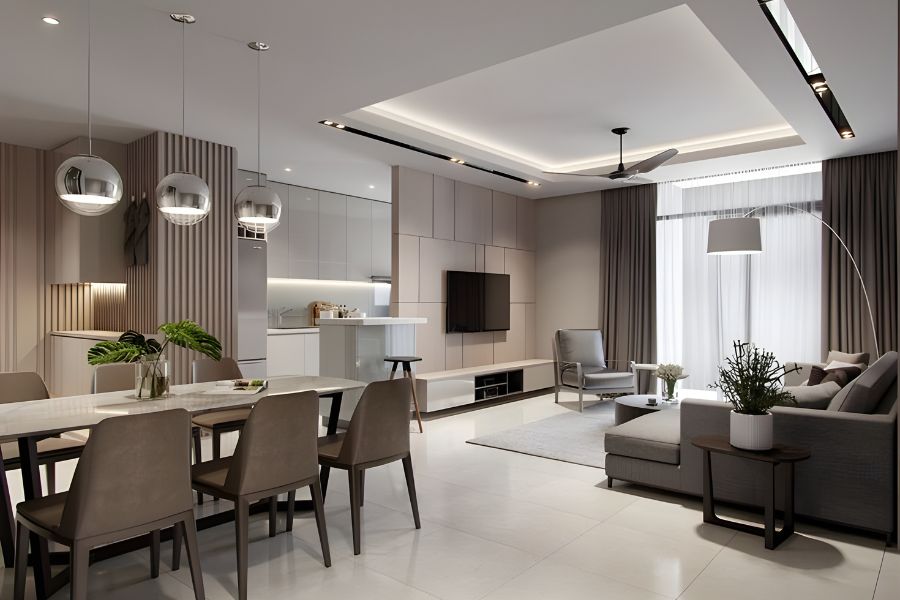 Top 15+ mẫu gạch ốp lát phòng khách đẹp, xu hướng 22 Kết hợp gạch lát nền và tường