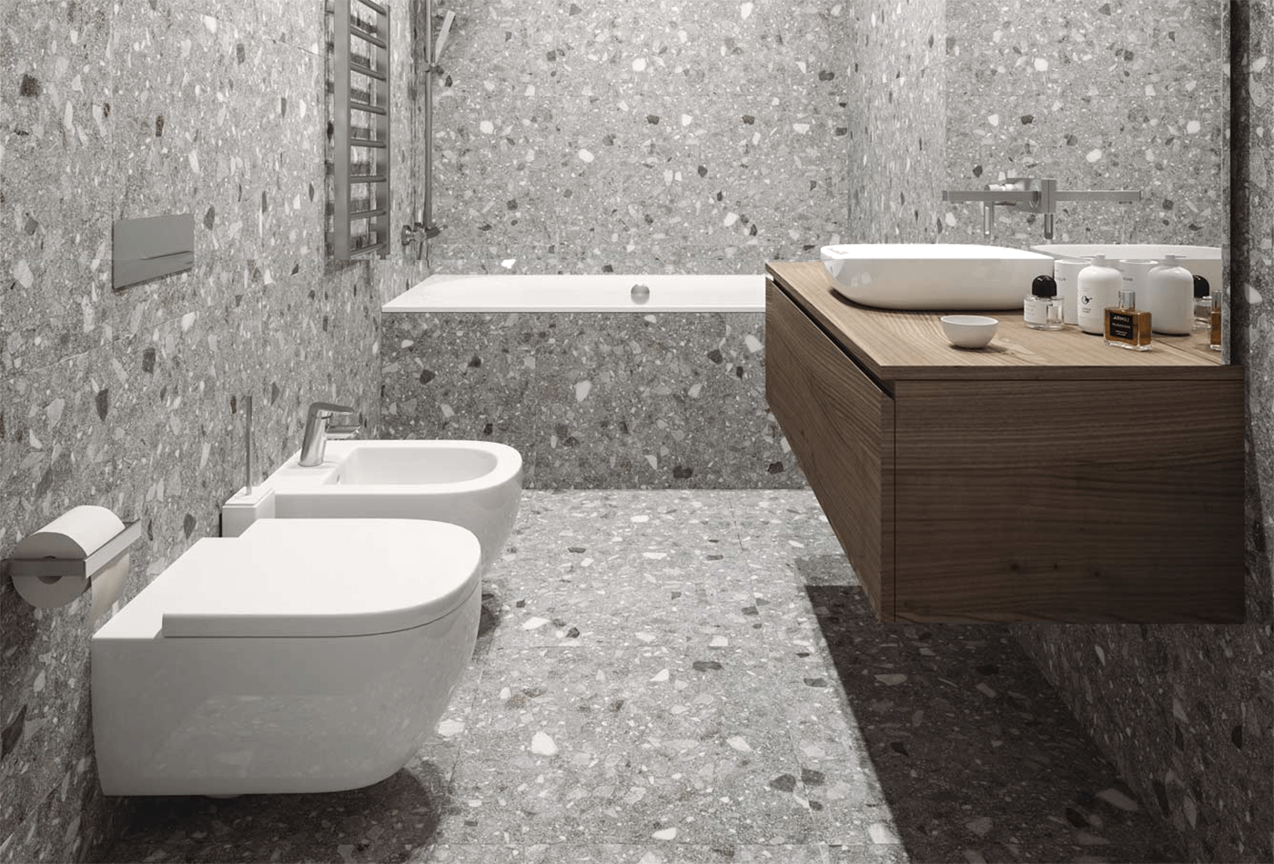 Top 20+ mẫu gạch ốp lát nhà vệ sinh bền màu, chống trơn 11 gạch terrazzo nhà vệ sinh