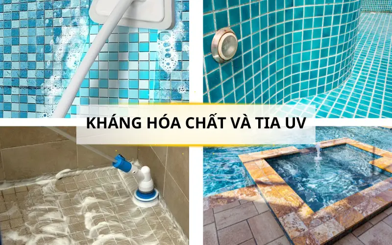 Khả năng kháng hóa chất là tiêu chí quan trọng khi chọn keo chà ron hồ bơi ngoài trời 