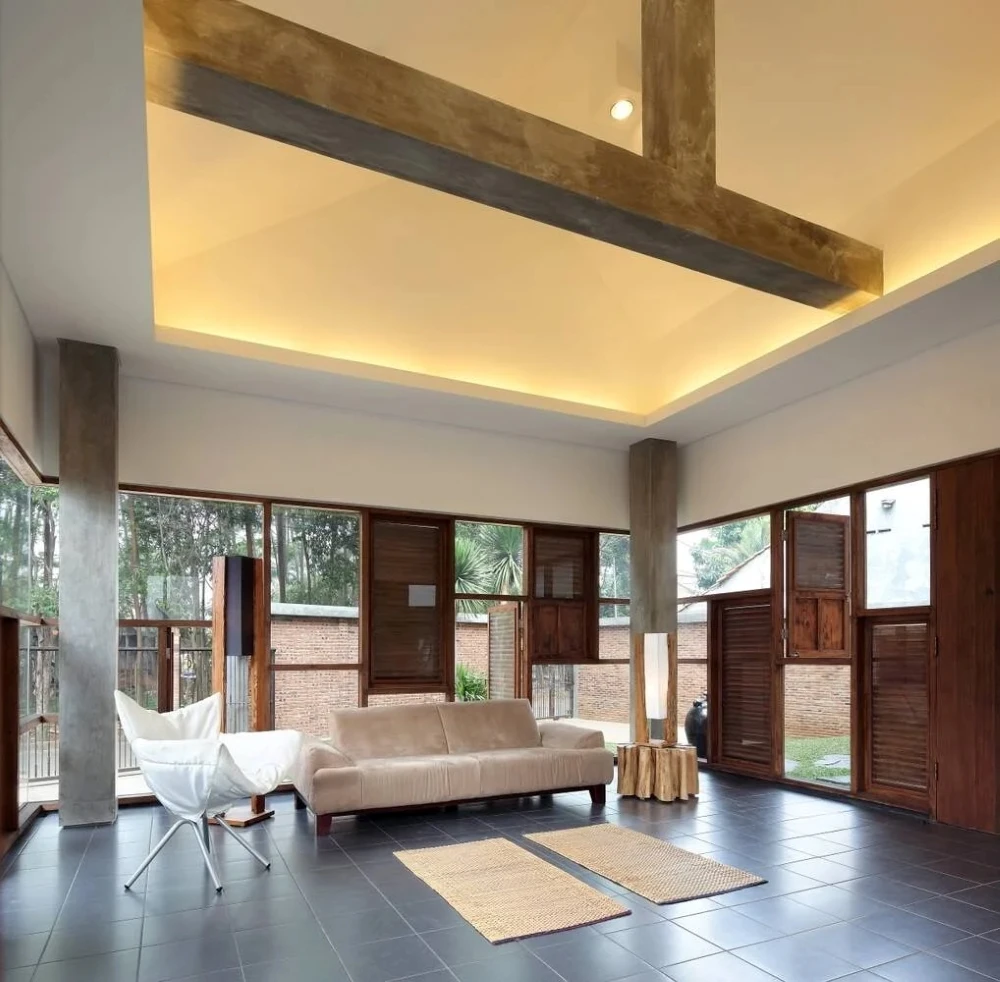 Gợi ý 20+ mẫu nhà đẹp bắt kịp xu hướng vật liệu hiện đại 18 Kết hợp các vật liệu như tre, gỗ với không gian mở