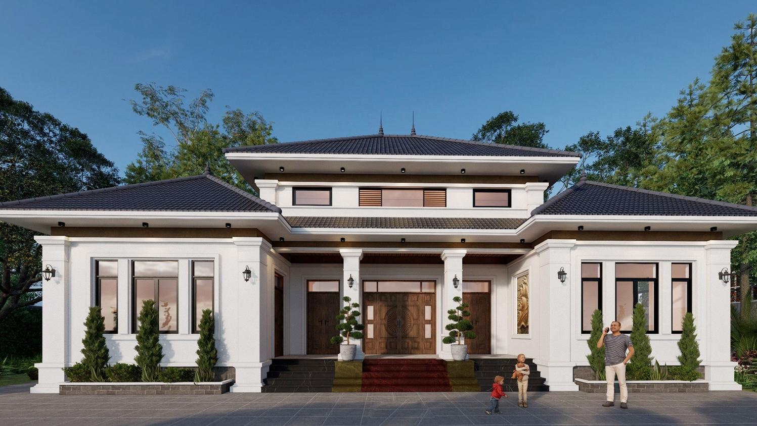 mẫu nhà chữ u 1 tầng