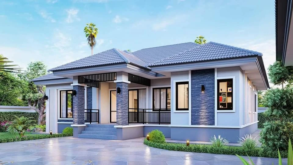 Nhà cấp 4 kết hợp mái Thái, phù hợp khí hậu Việt Nam