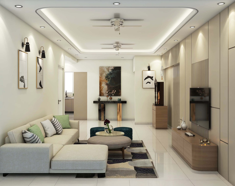 mẫu trần thạch cao phòng khách hiện đại giật cấp