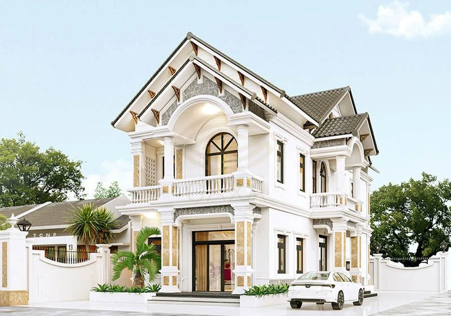 Nhà 2 tầng mái Thái 2 mặt tiền