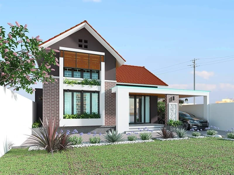 Nhà cấp 4 có gara, phong cách hiện đại