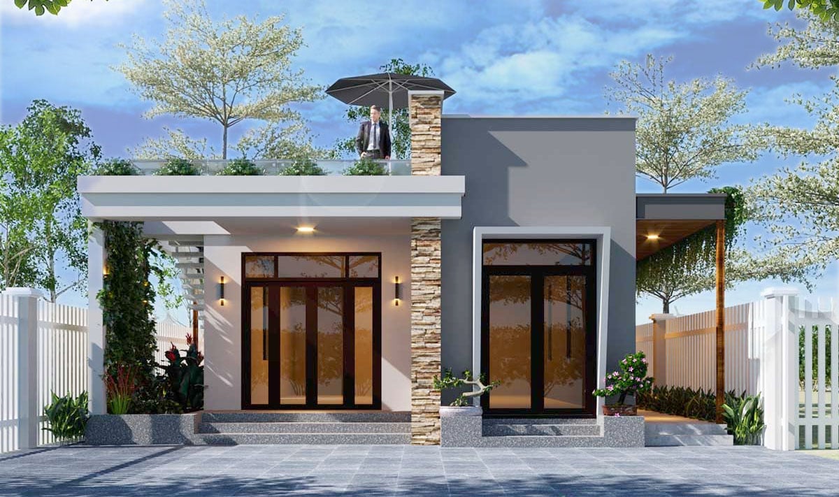 30+ mẫu nhà cấp 4 hiện đại, đẹp, tiện nghi, xu hướng nhất 2 nhà cấp 4 mái bằng hiện đại