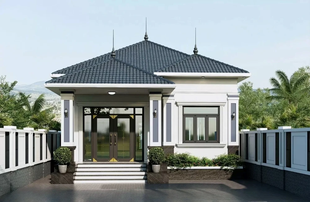 Nhà cấp 4 mái Nhật, dốc thoải nhẹ, tránh đọng nước khi thời tiết mưa nhiều