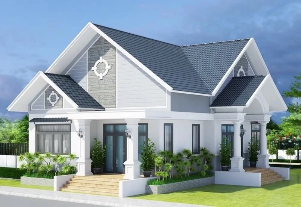 Nhà chữ L hiện đại, kiểu mái Thái