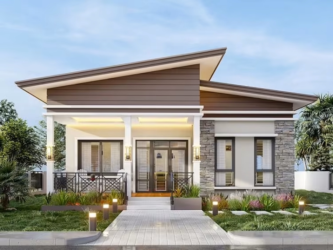 30+ mẫu nhà cấp 4 hiện đại, đẹp, tiện nghi, xu hướng nhất 20 nhà mái lệch hiện đại