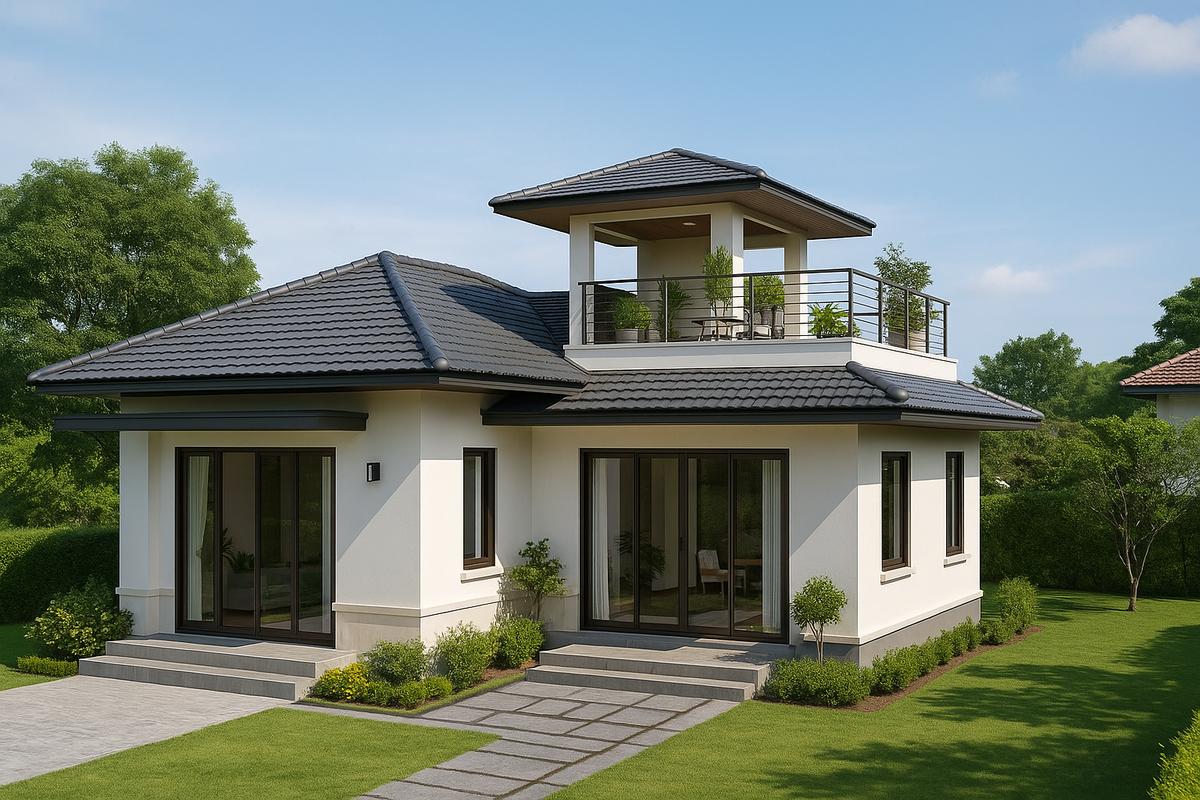 nhà mái nhật 1 tầng lửng