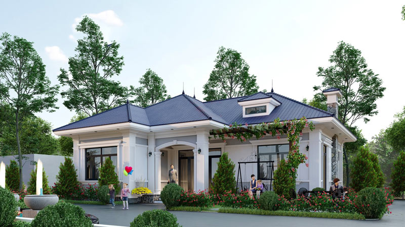 nhà mái nhật 1 tâng mái bằng