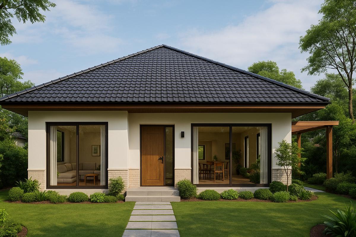 nhà mái nhật 1 tầng sân vườn