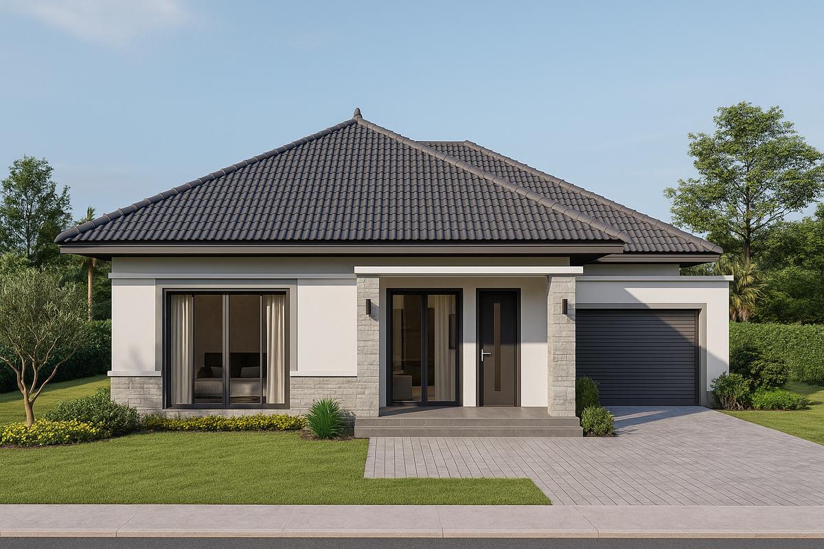 nhà mái nhật 1 tầng tối giản