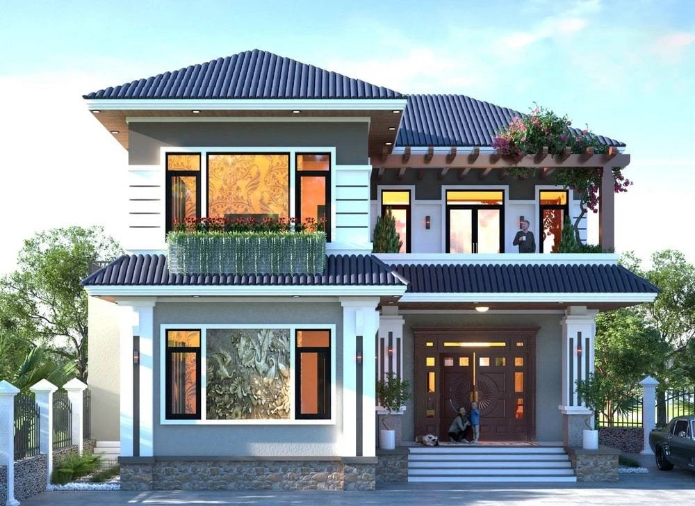 30+ mẫu nhà mái Nhật đẹp kèm chi phí cụ thể 29 nha mai nhat 2 tang chu l