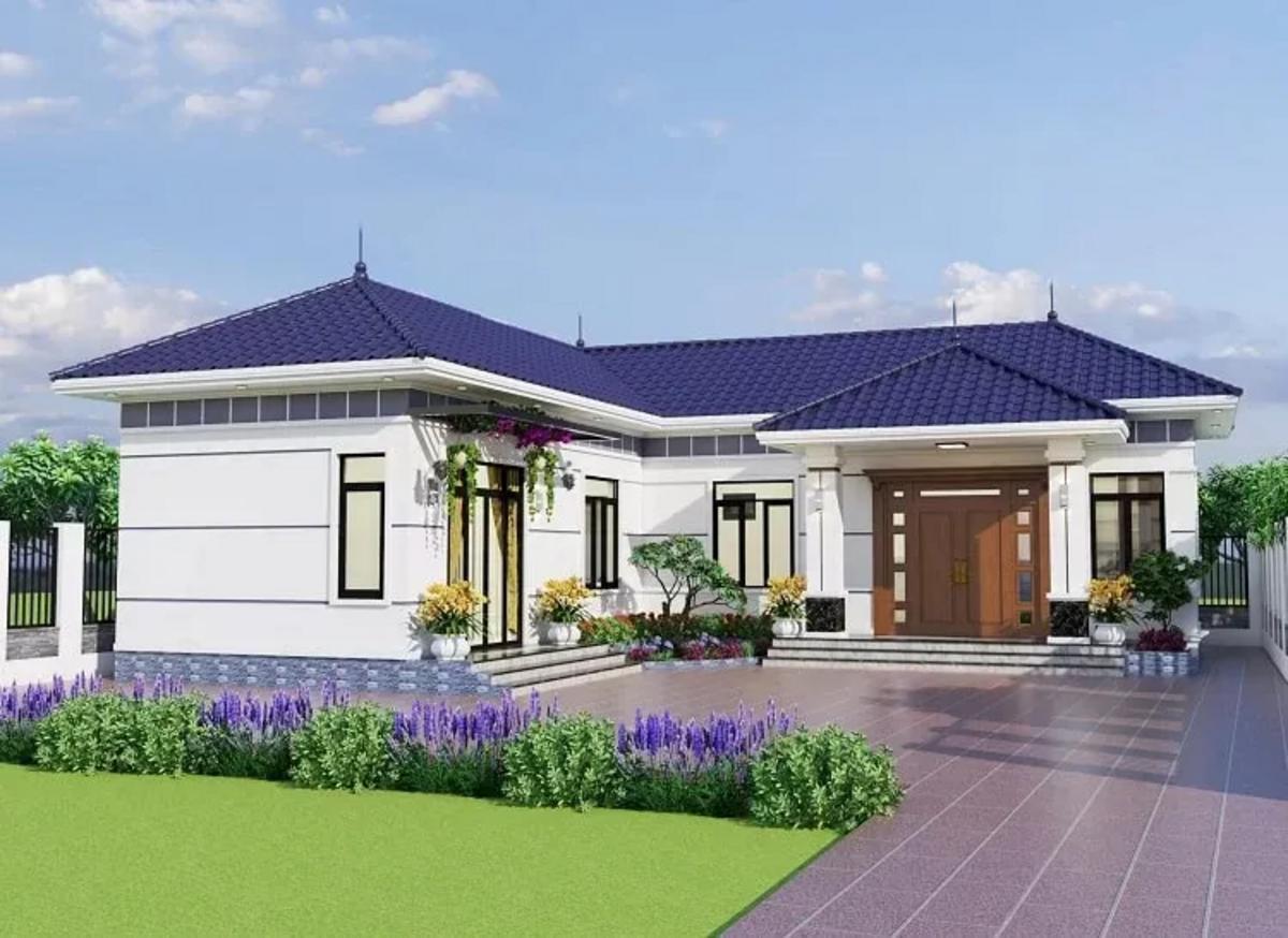 nhà mái nhật chữ l có sân vườn