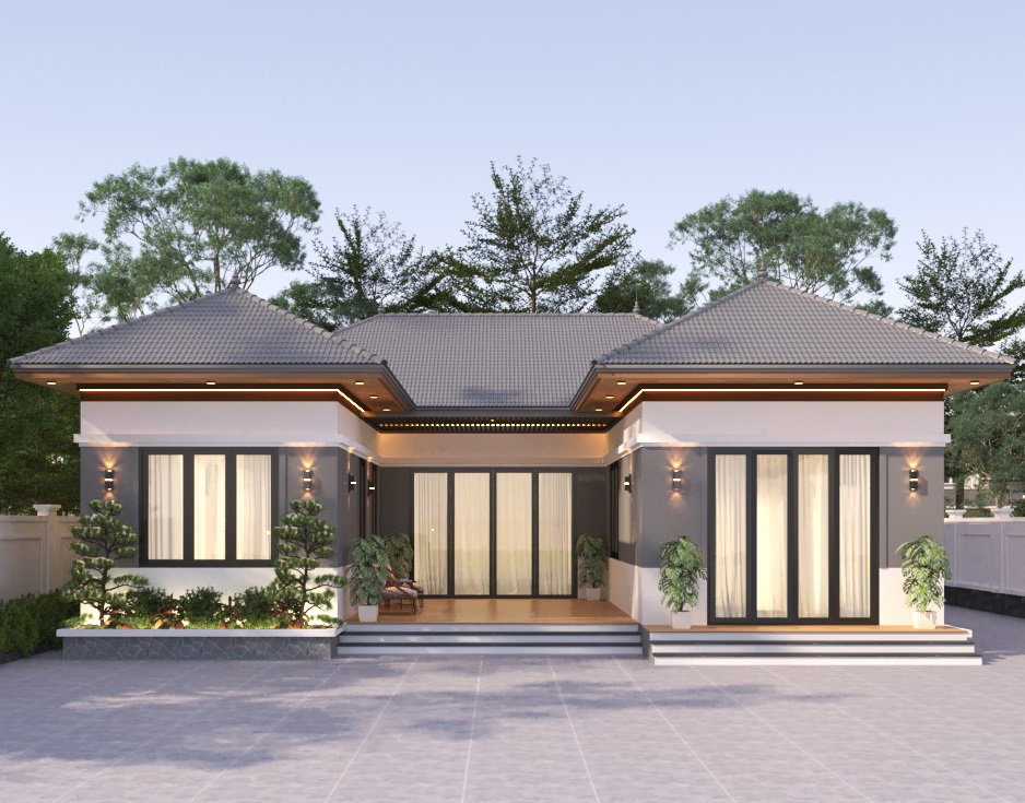 nhà mái nhật chữ u hiện đại