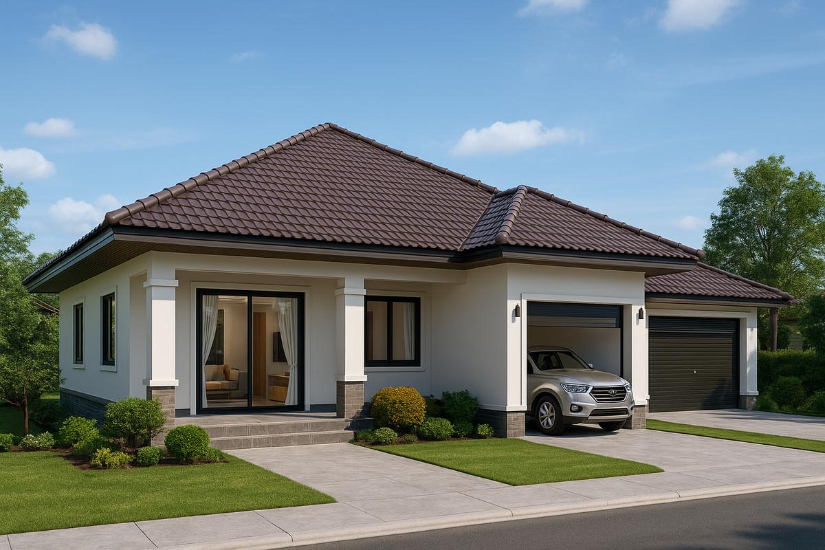 nhà mái nhật hiện đại có gara