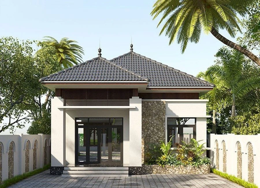 Thiết kế nhà mái Nhật 1 tầng hiện đại, đẹp