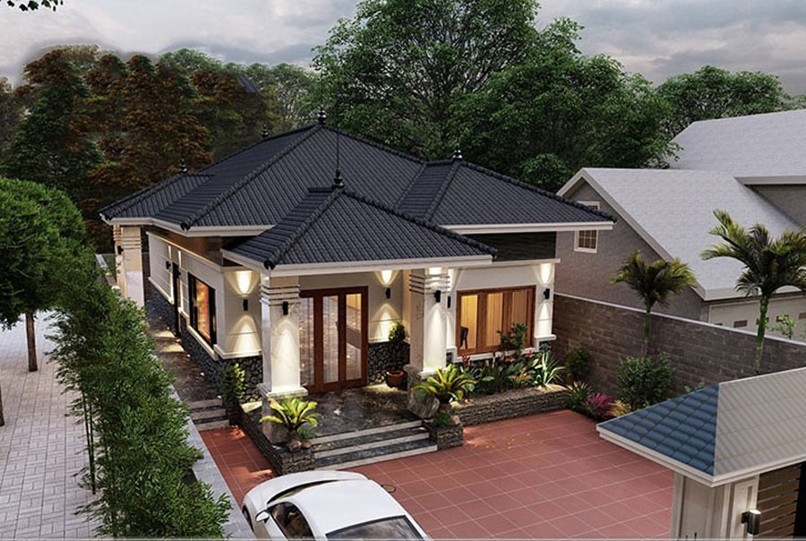 nhà mái nhật sân vườn