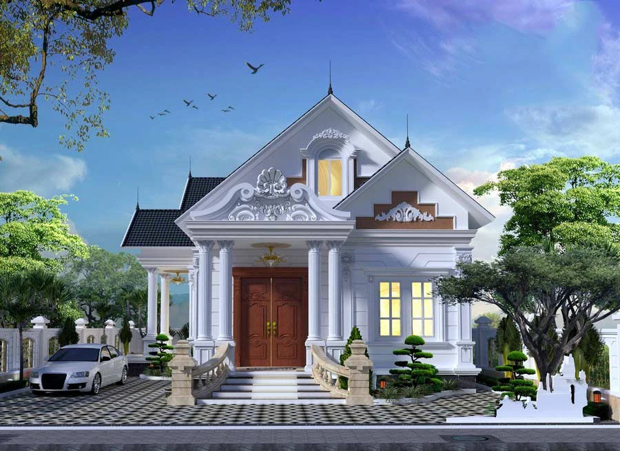 Mẫu nhà đẹp phong cách tân cổ điển, ứng dụng mái Thái