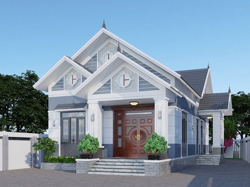 50+ mẫu nhà mái Thái đẹp, bắt kịp xu hướng 2026 3 nhà mái thái 1 tầng 1 mặt tiền