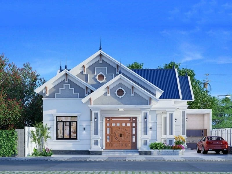 Nhà mái Thái 1 tầng có gara