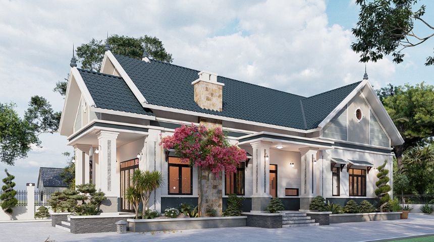 50+ mẫu nhà mái Thái đẹp, bắt kịp xu hướng 2026 2 nhà mái thái 1 tầng