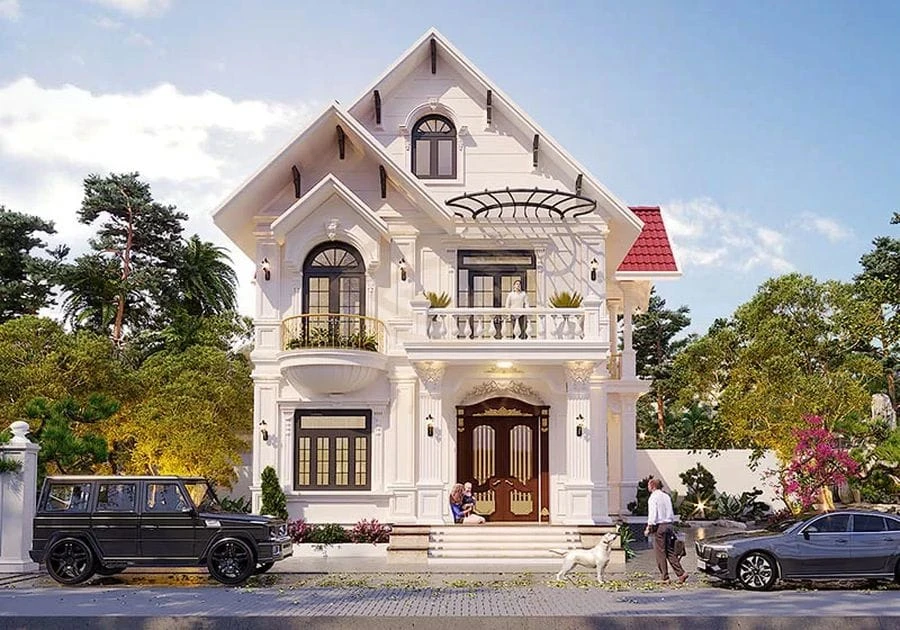 Nhà 2 tầng mái Thái phong cách cổ điển