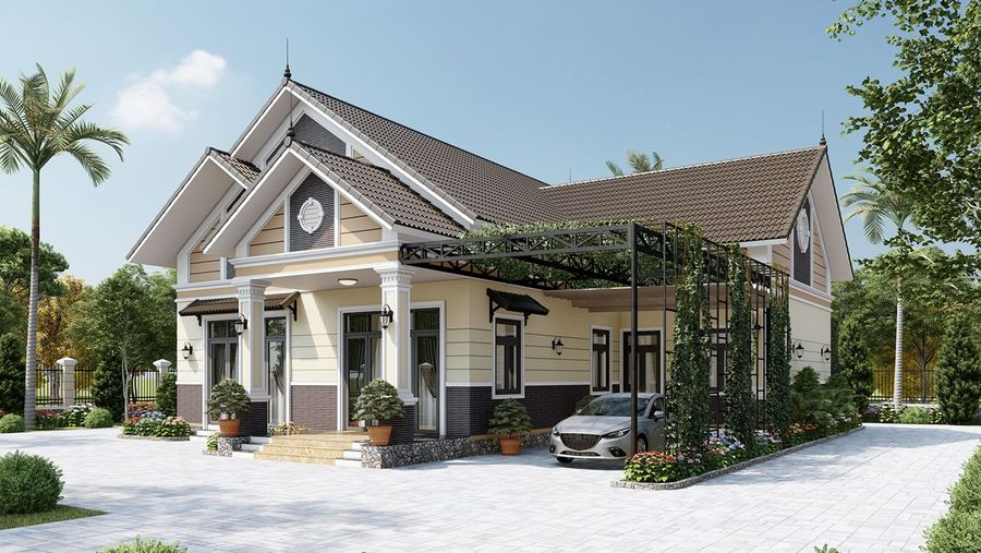 50+ mẫu nhà mái Thái đẹp, bắt kịp xu hướng 2026 42 nhà mái thái có gara