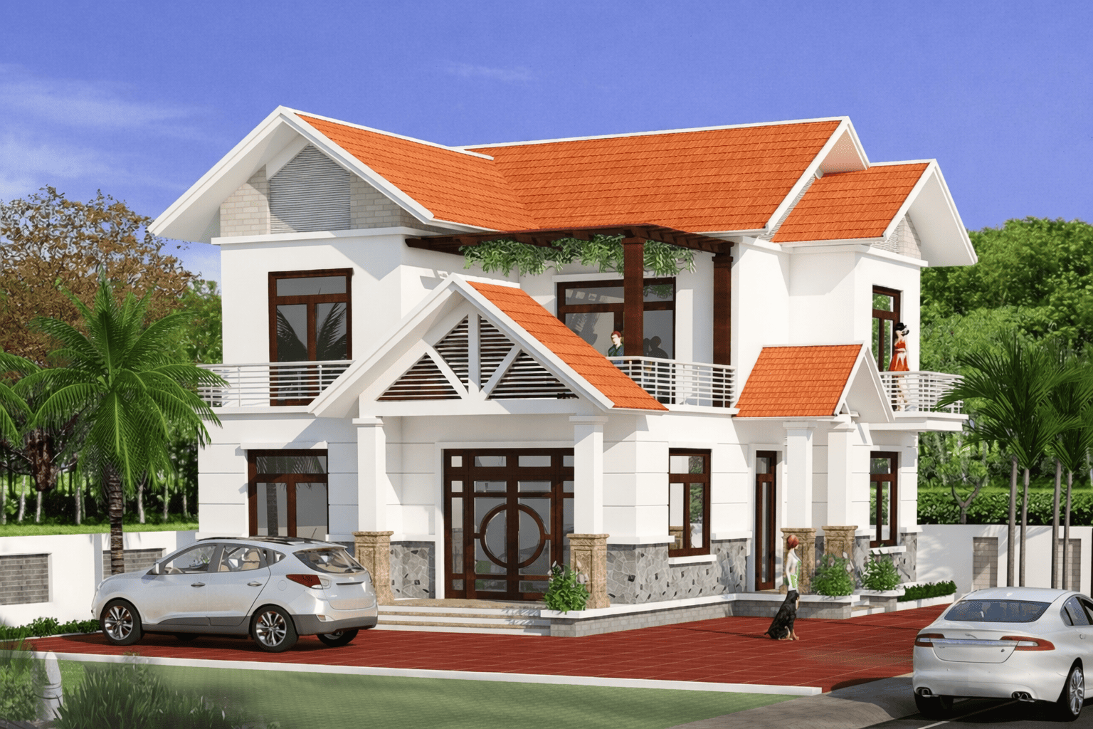 50+ mẫu nhà mái Thái đẹp, bắt kịp xu hướng 2026 43 nhà mái thái kết hợp gara