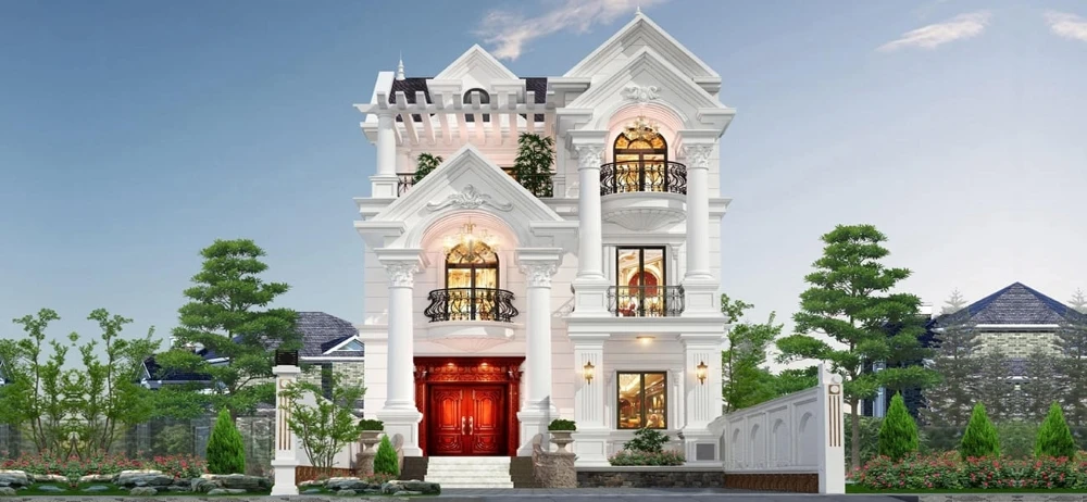 Nhà 3 tầng mái Thái phong cách cổ điển
