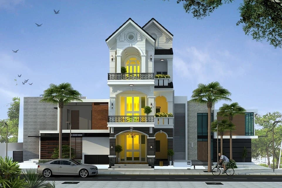 Nhà ống đẹp ứng dụng kết cấu mái Thái
