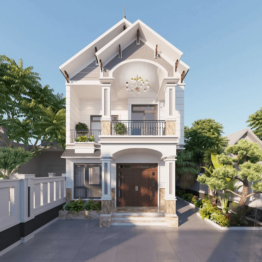 Nhà ống hiện đại ứng dụng mái Thái