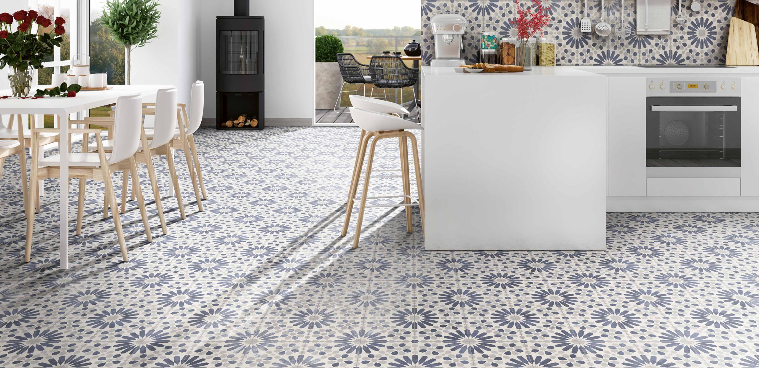 Top 99+ mẫu gạch bông lát nền bền - đẹp, mẫu mới trang trí 2025 25 phối gạch bông lát nền phòng bếp