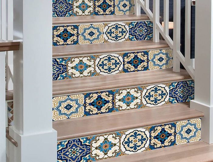 Ấn tượng với 20+ ý tưởng ốp gạch cầu thang dùng gạch hoạ tiết 4 phối gạch hoạ tiết