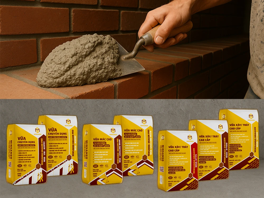thi công tô trát với vữa Minsando