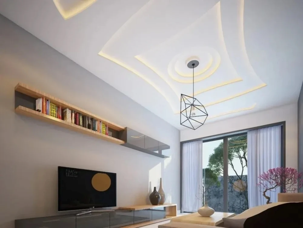 Mẫu trần thạch cao cho phòng khách diện tích trung bình